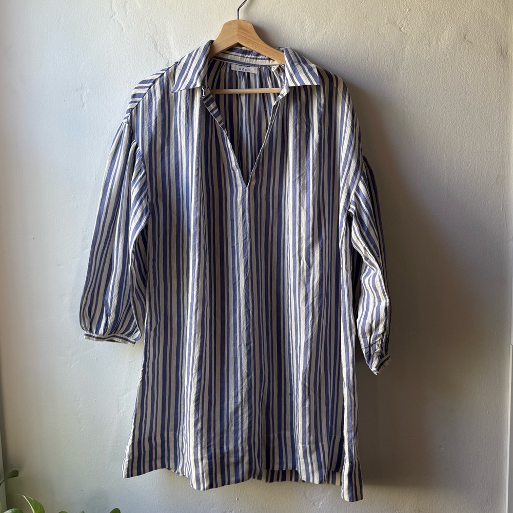 Doen, Blue Villandry Stripped Beach Coverup, Silk, Size XS